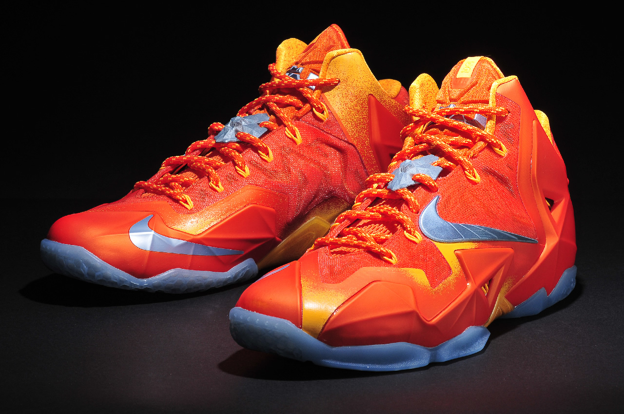 Nike LeBron 11 in Urban Orange Light Armory Blue and Laser Orange