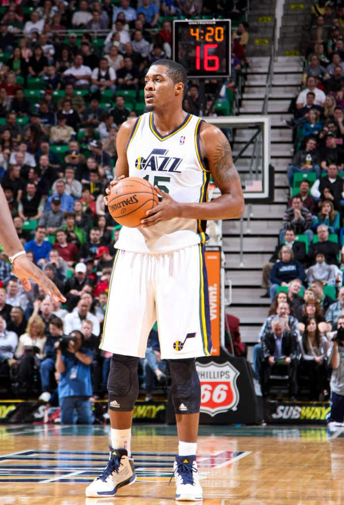 Derrick Favors wearing adidas adizero Ghost 2