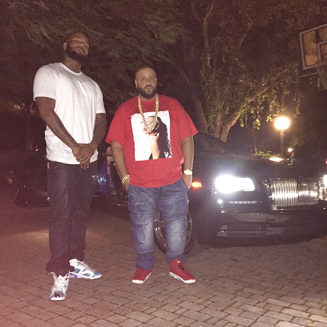 DJ Khaled wearing Air Jordan VI 6 Spizike; The Game wearing Air Jordan VI 6 Custom