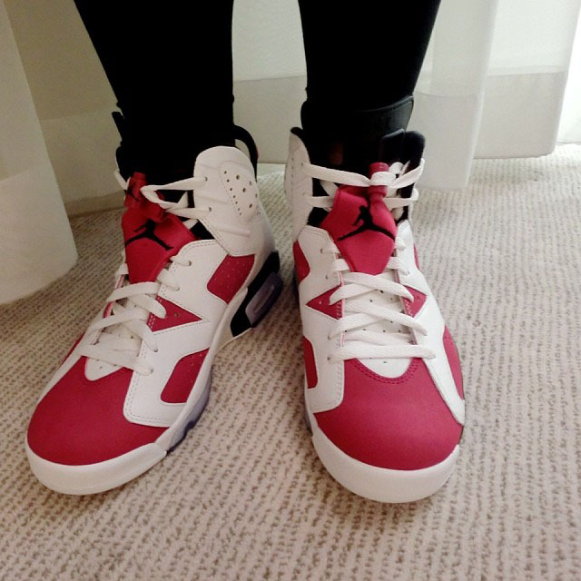 air jordan 6 carmine on feet