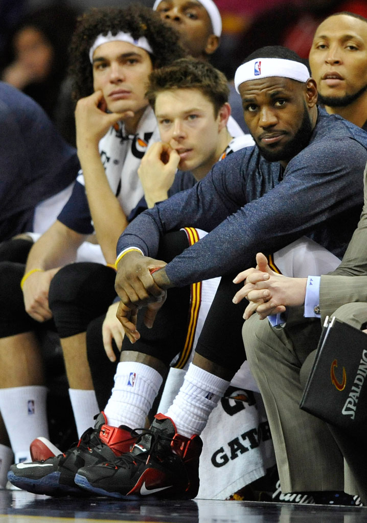 LeBron James wearing Nike LeBron XII 12 Black/Red PE (4)