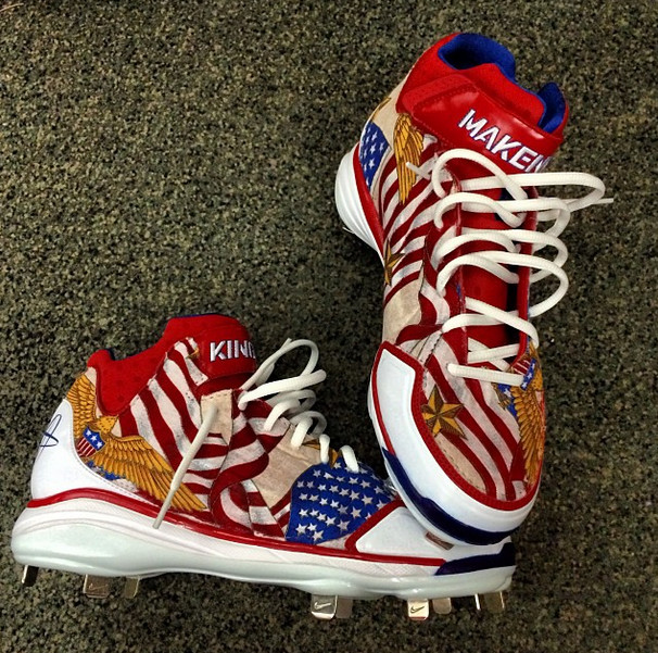 Shane Victorino's Nike Air Huarache 2KFresh Boston Strong custom