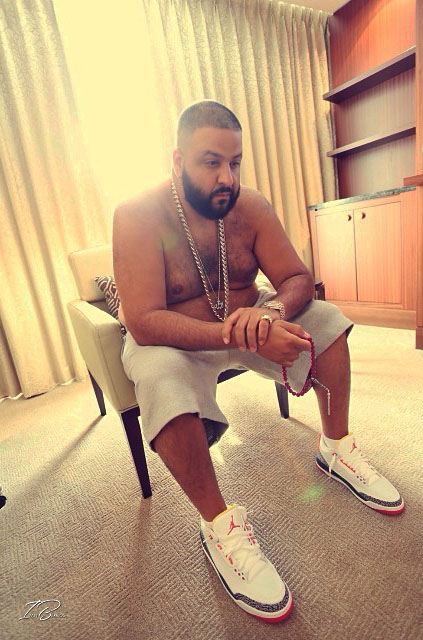 DJ Khaled wearing Sole Fly x Air Jordan III 3