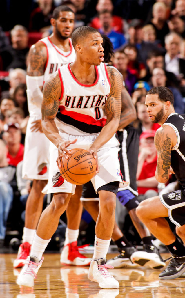 Damian Lillard wearing adidas Rose 3.5 by Scott Boldt