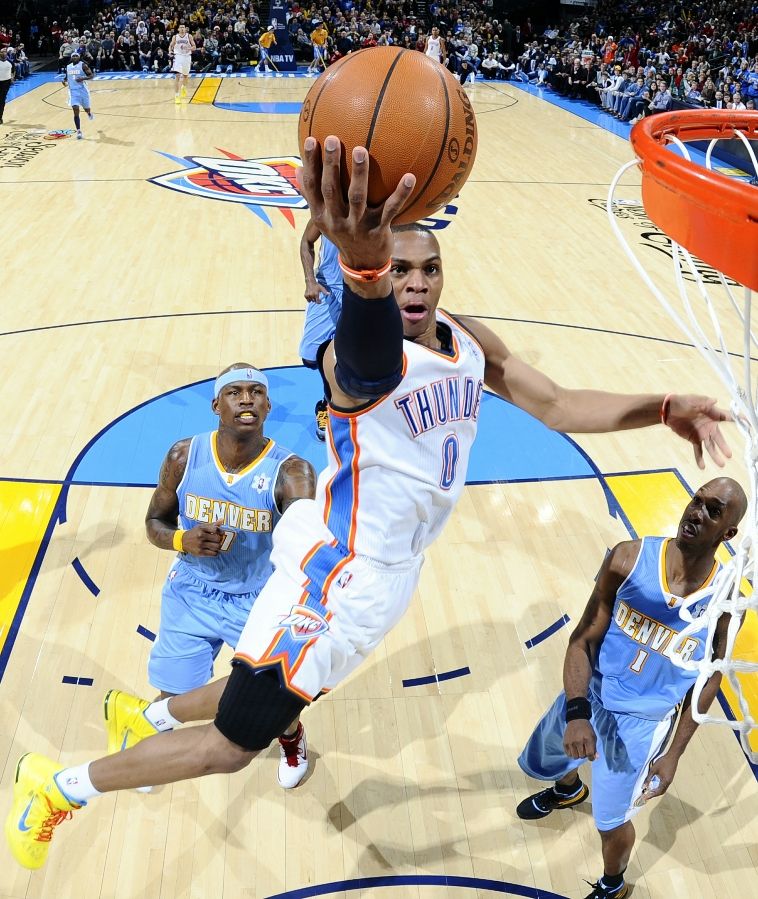 Russell Westbrook wearing the Nike Air Max Hypermadness