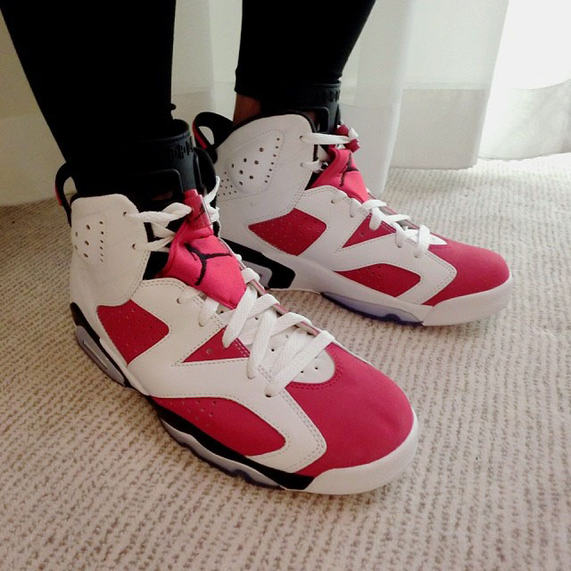 air jordan 6 carmine on feet