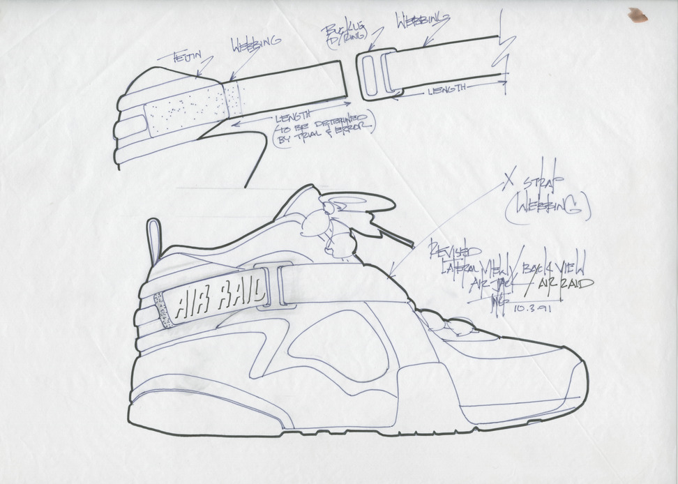 Vintage 1992 Nike Air raid basketball shoes. These