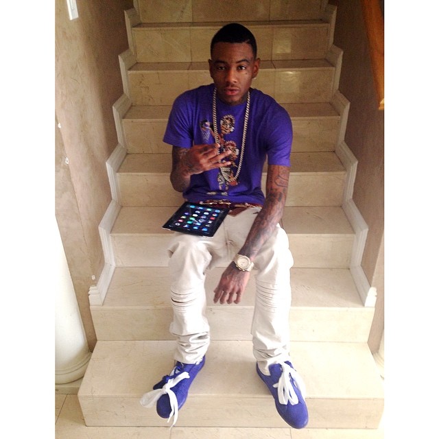 Soulja Boy wearing PUMA Suede Purple