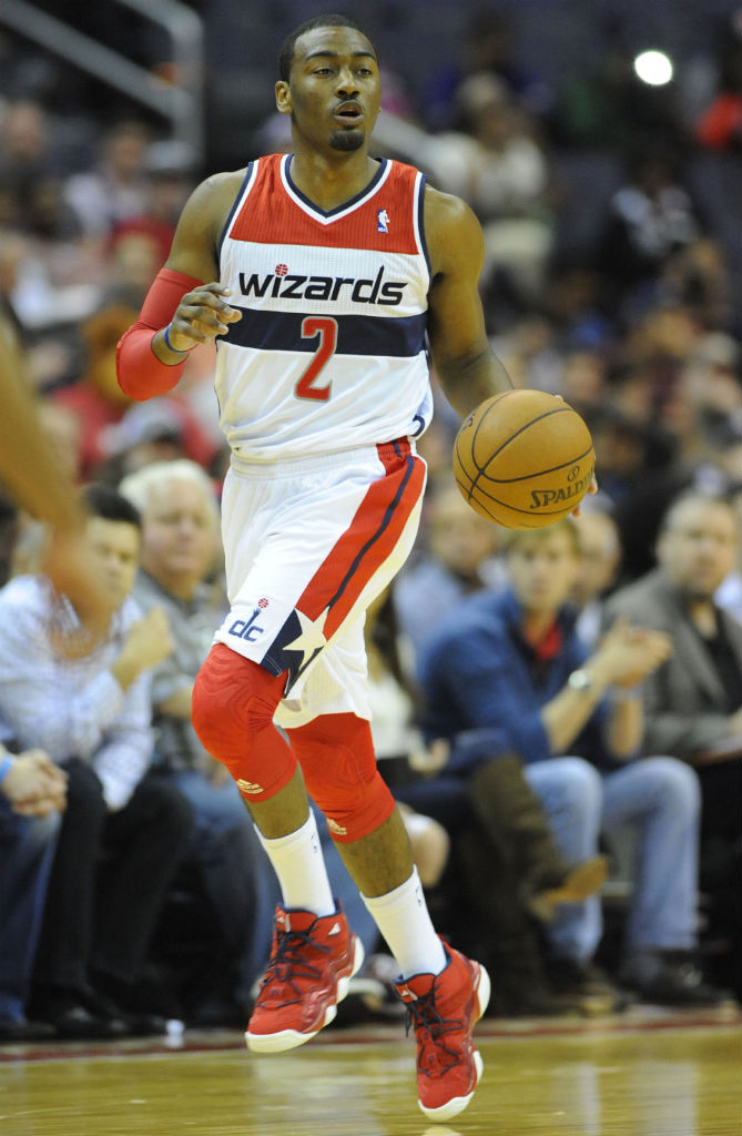 John Wall wearing adidas Top Ten 2000 Red Navy (1)