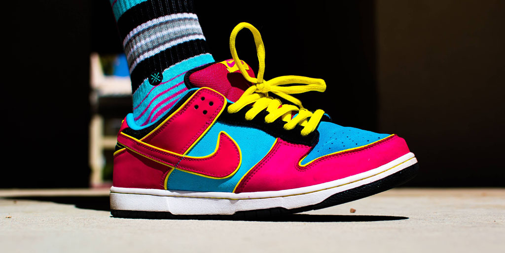 Smallzgotkickz in the 'Ms. Pacman' Nike Dunk Low SB