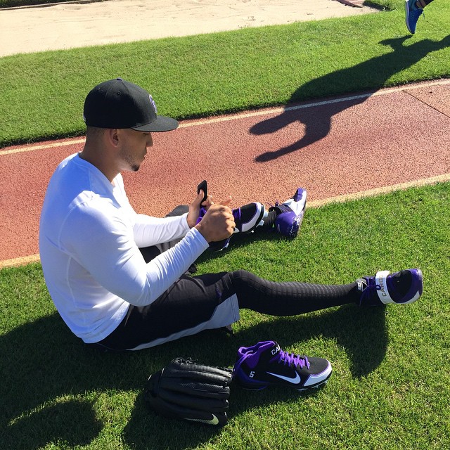 Carlos Gonzalez wearing Nike Zoom Revis PE