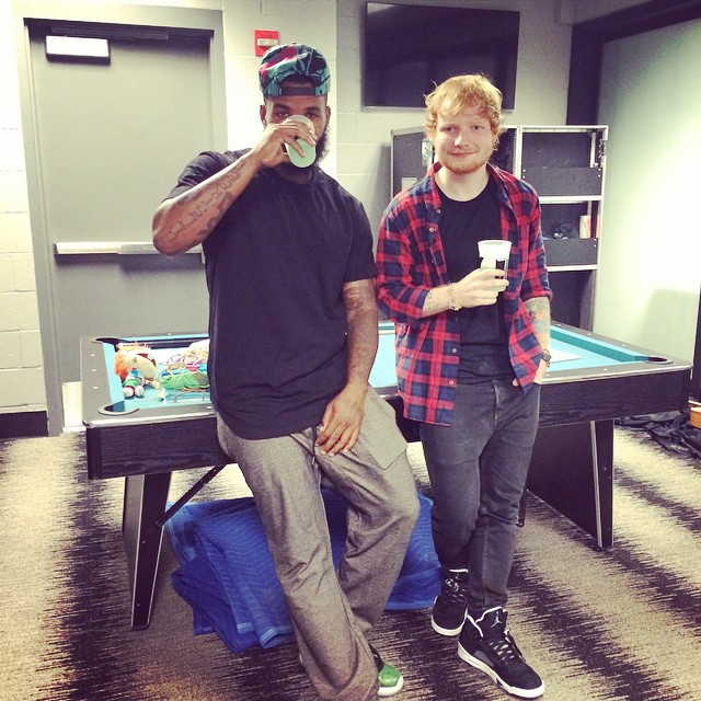 The Game wearing Air Jordan XI 11 Low Green Snake; Ed Sheeran wearing Air Jordan V 5 Oreo