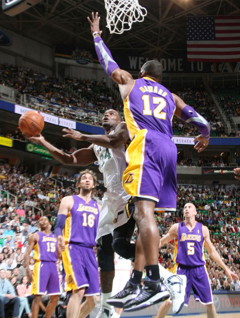 Dwight Howard wearing adidas adizero Howard Light Away PE