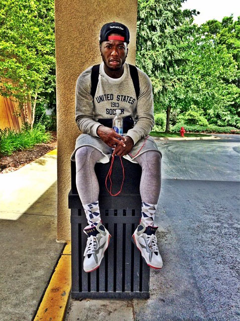 Nate Robinson wearing Air Jordan VII 7 Olympic