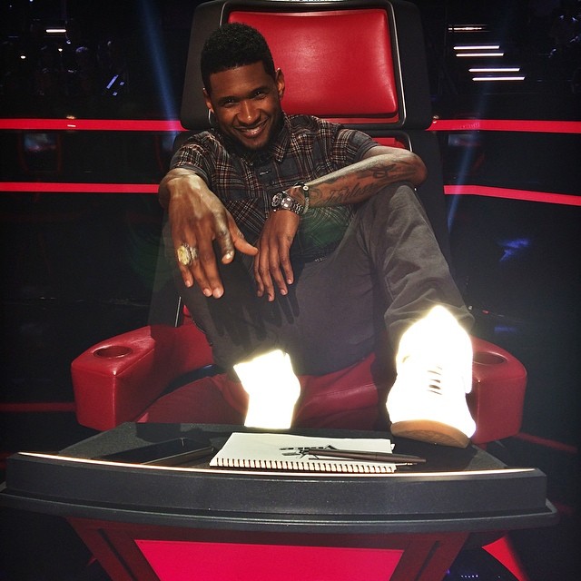 Usher wearing Maison Martin Margiela Reflective Sneakers