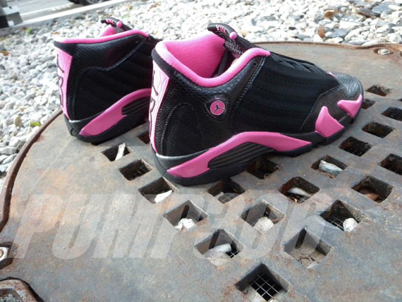 Air jordan 14 black best sale desert pink