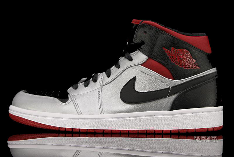 Air Jordan 1 Phat Mid - Metallic Platinum/Black-Gym Red | Sole