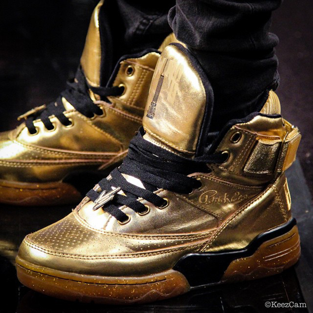 gold patrick ewing shoes