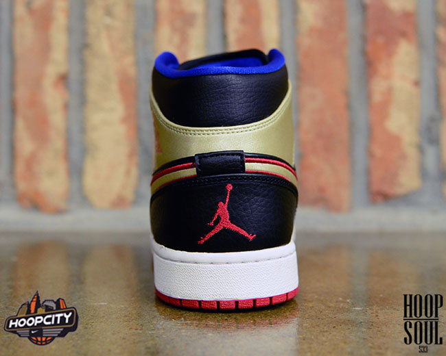 Black gold red blue jordan clearance 1