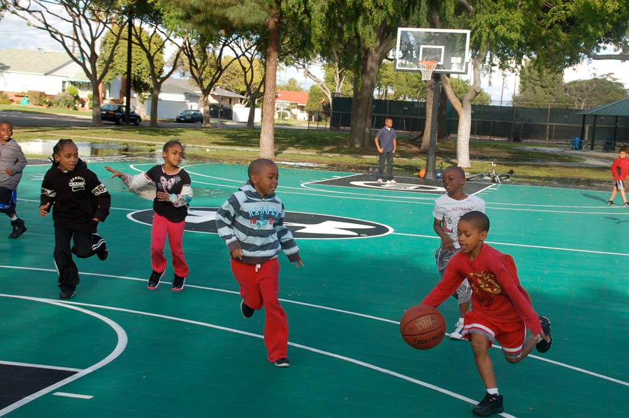 Kids Enjoying Brandon Jennings' Refurbished Rowley Park Basketball Court