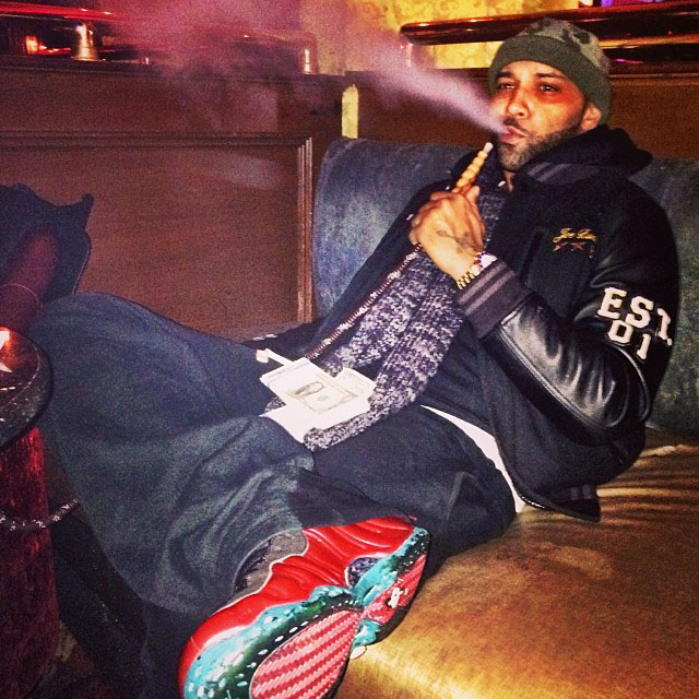 Joe Budden wearing Nike Air Foamposite One Custom