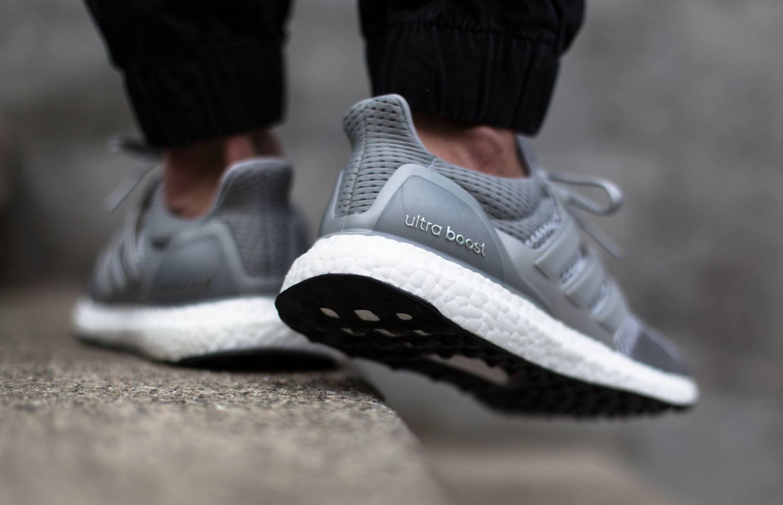 silver ultra boost on feet