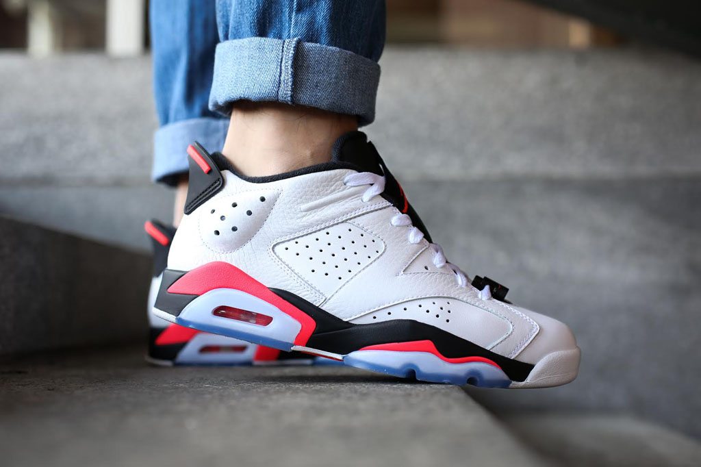 white infrared 6s on feet