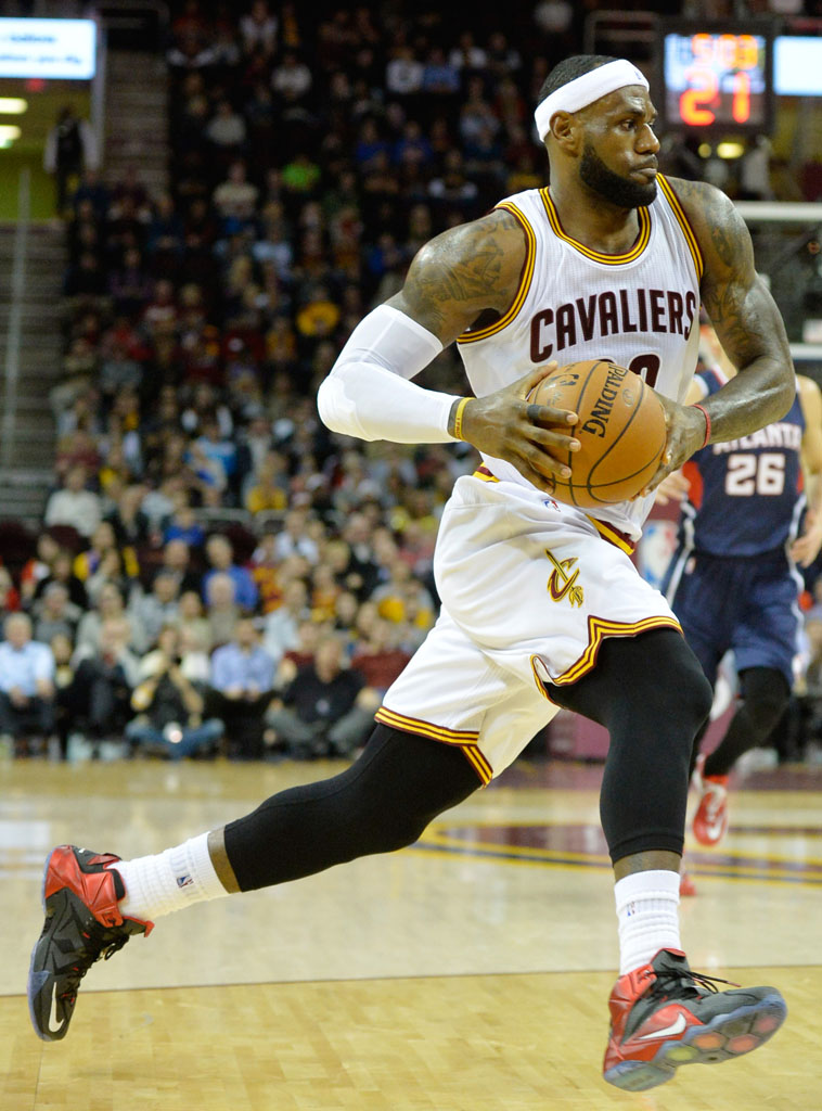 LeBron James wearing Nike LeBron XII 12 Black/Red PE (1)