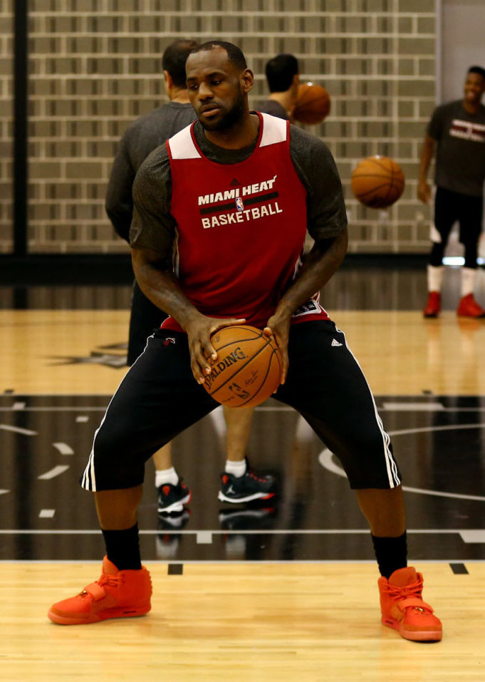 LeBron James wearing Nike Air Yeezy II 2 Red October (2)