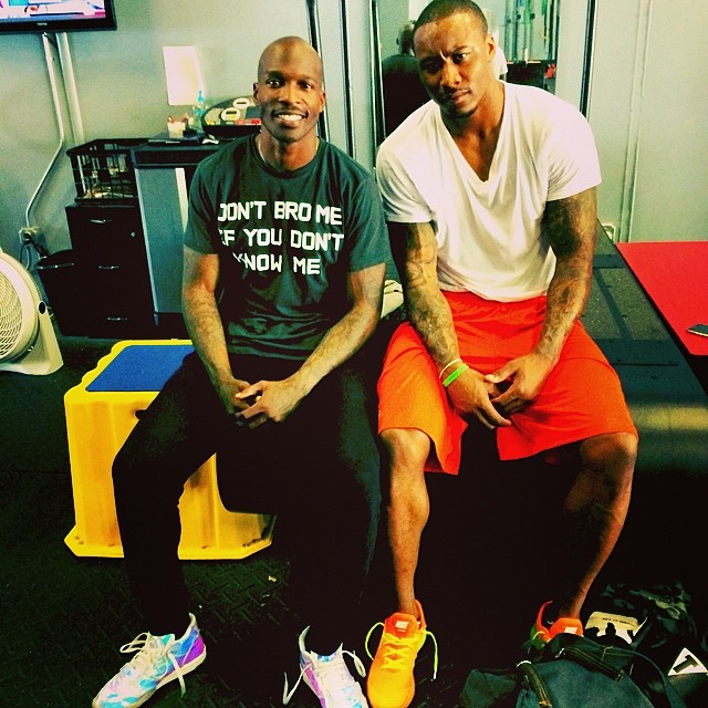 Chad Johnson wearing Nike Air Trainer 1 Silver Speed