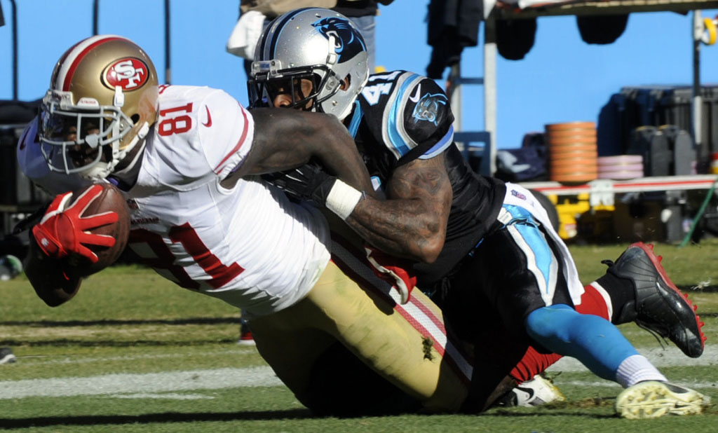 Anquan Boldin wearing Air Jordan 12 Low PE Cleats (8)