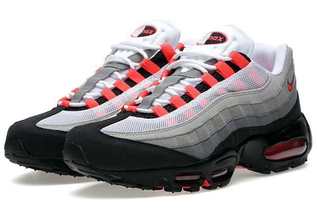 air max 95 solar red on feet