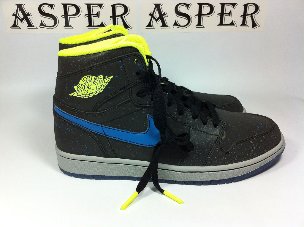 NIKE AIR JORDAN 1 RETRO HIGH BHM BLACK HISTORY VOLT-BLUE SZ 17 [579591-012]