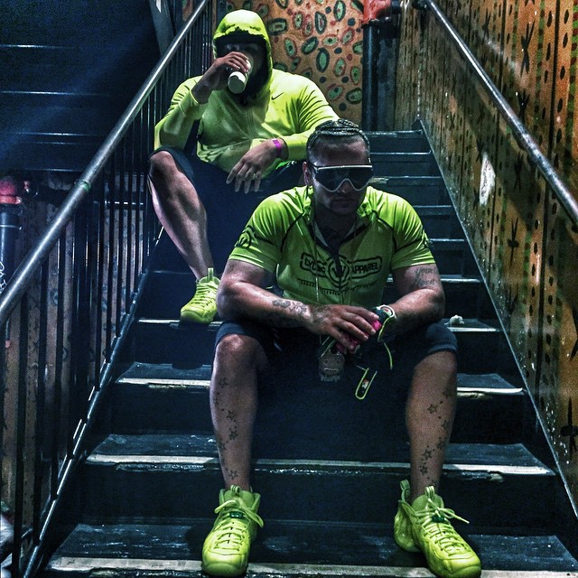 Riff Raff wearing Nike Air Foamposite Pro Volt