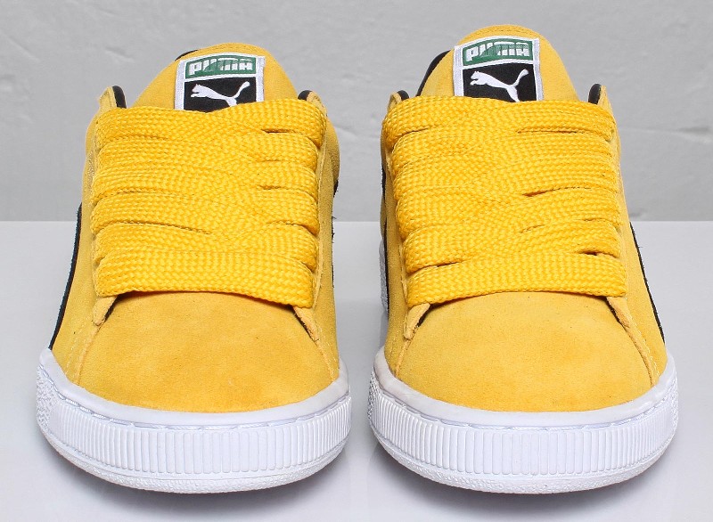 puma suede black team gold white