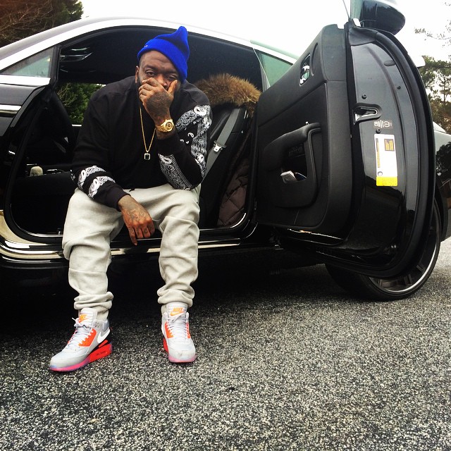Rick Ross wearing Nike Air Max 90 Sneakerboot Ice Infrared