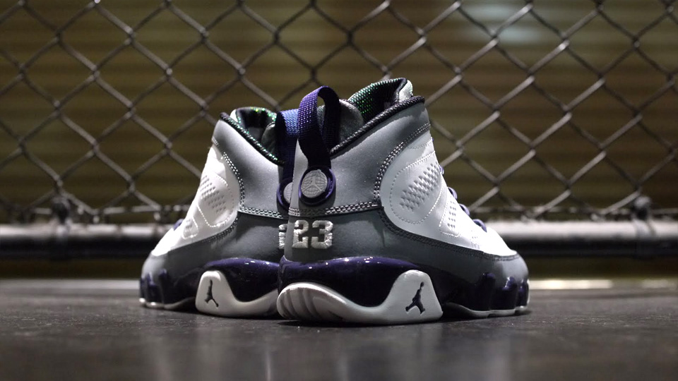 purple and white jordan 9