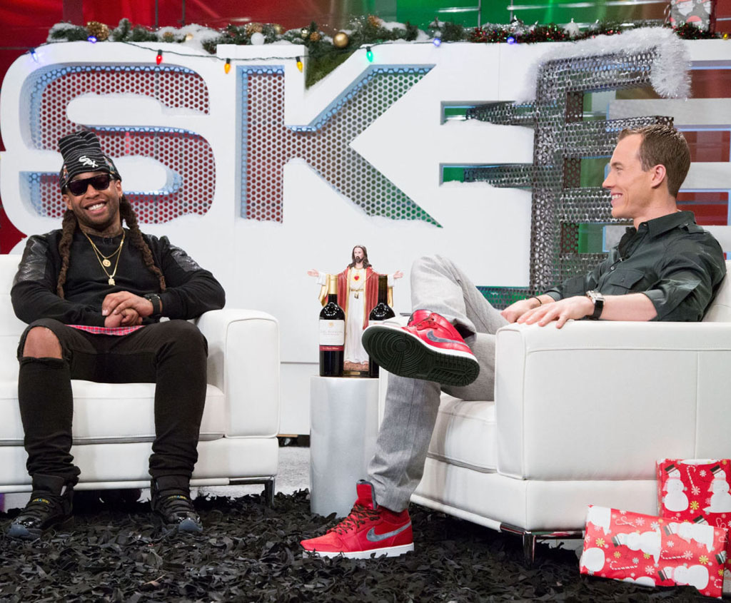 DJ Skee wearing Air Jordan 1 Retro Christmas; Ty Dolla wearing Air Jordan 11 Gamma Blue