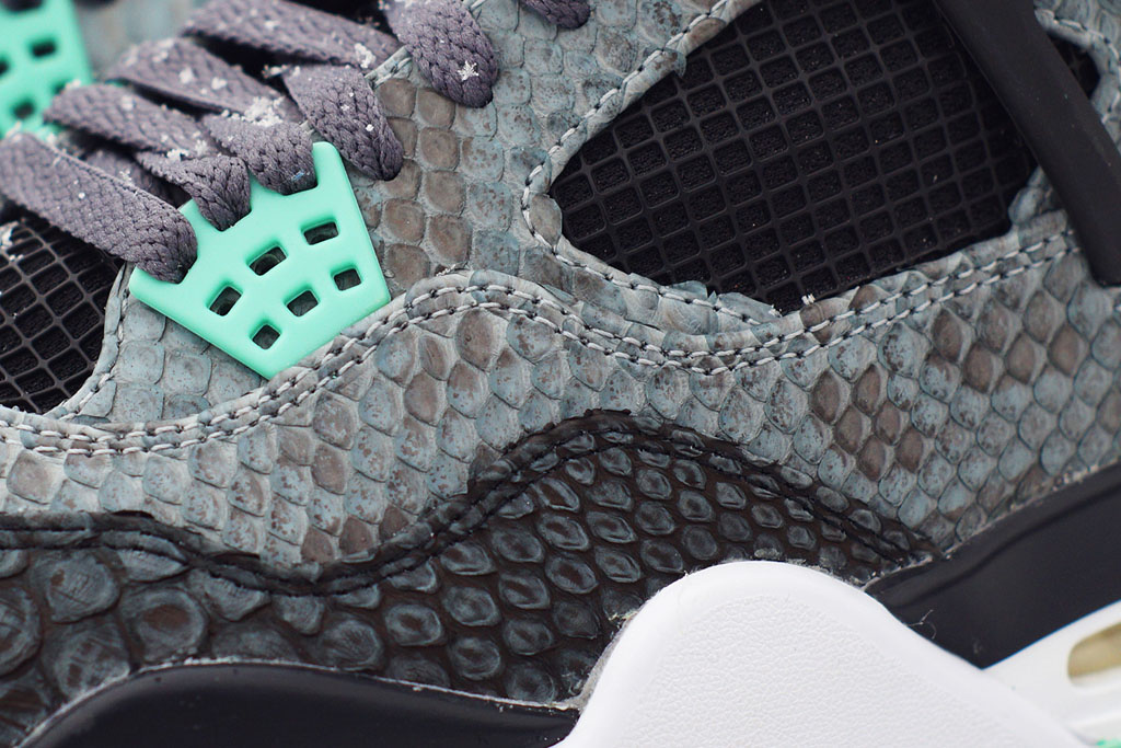 JBF Customs Works His Python Magic On A Pair Of The Air Jordan 4 Mist Blue  •