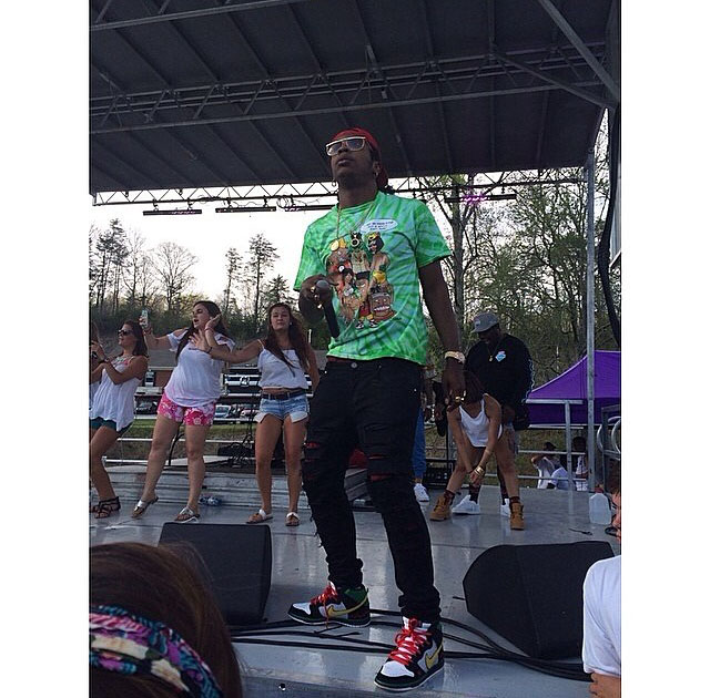 Trinidad James wearing Nike Dunk High SB McRad