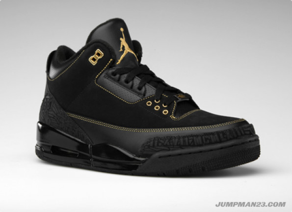 jordan retro 3 black gold