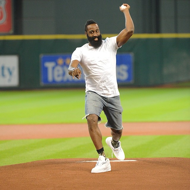 James Harden wearing Air Jordan III 3 Pure $