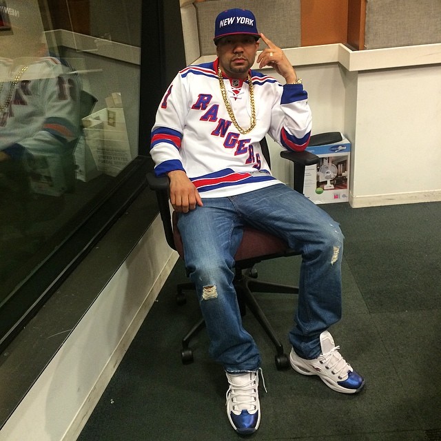 DJ Envy wearing Reebok Question Pearlized Navy