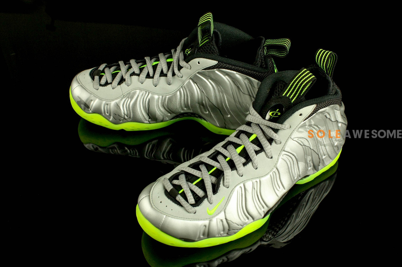 silver and green foamposites