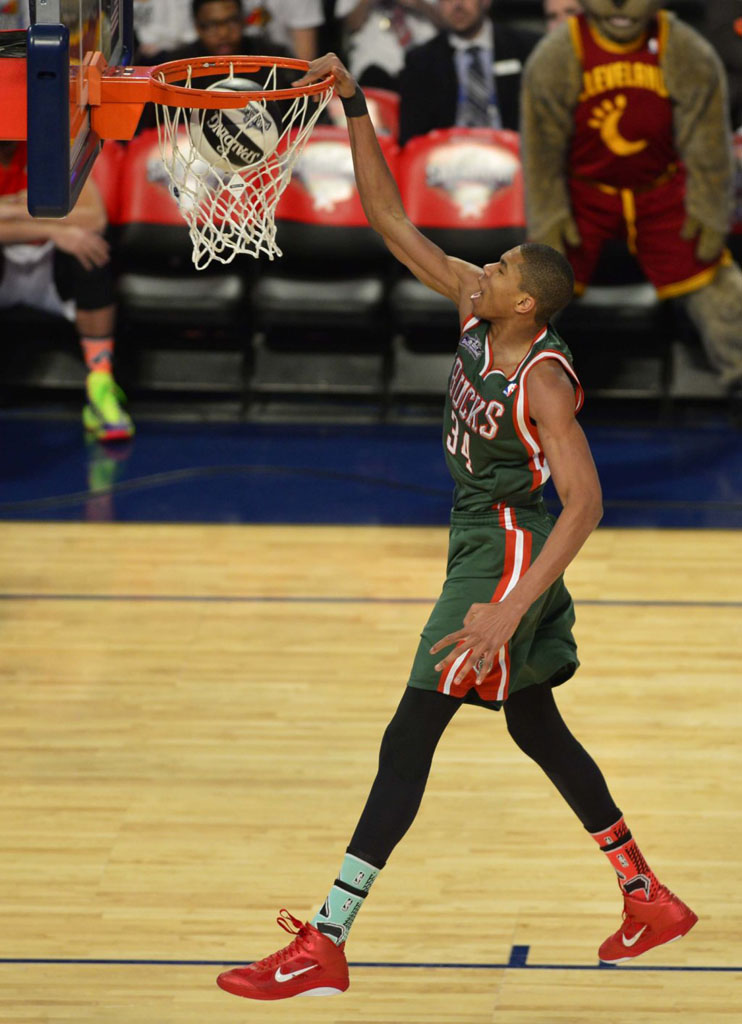 Giannis Antetokounmpo wearing Nike Zoom Hyperfuse