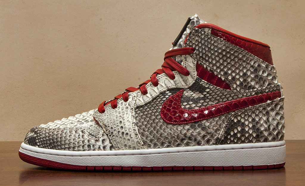 Air Jordan 1 Natural & Metallic Red Python by JBF Customs (1)