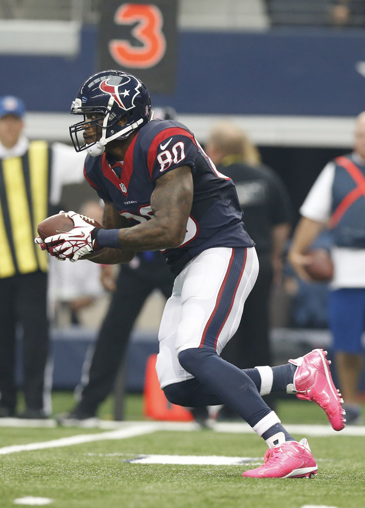 Andre Johnson wearing Air Jordan VI 6 Breast Cancer Awareness Pink (1)