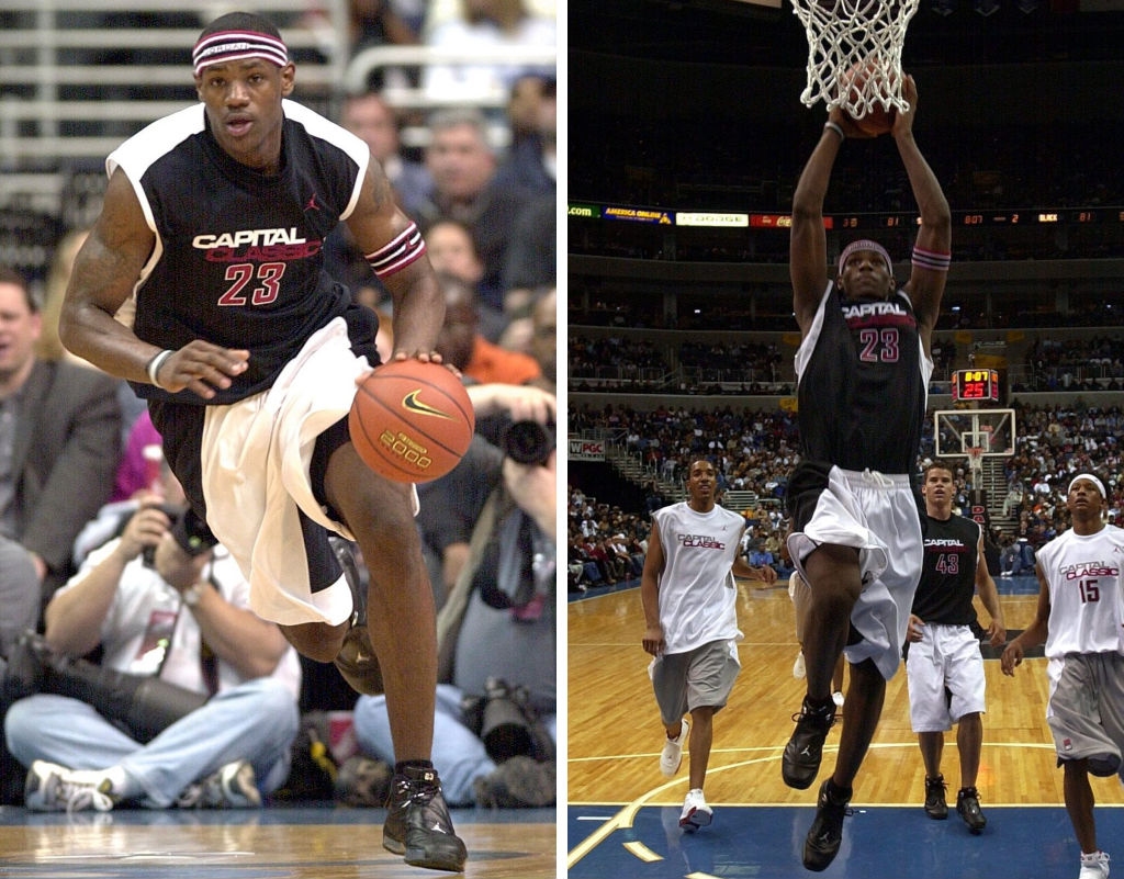 LeBron James wearing Air Jordan XVIII 18 Black in 2003 Jordan Brand Capital Classic