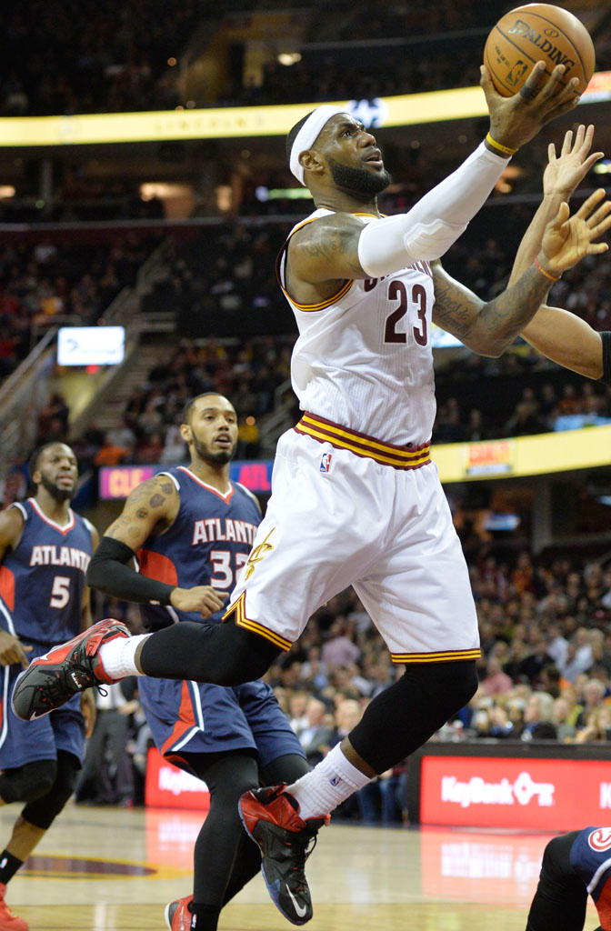 LeBron James wearing Nike LeBron XII 12 Black/Red PE (2)