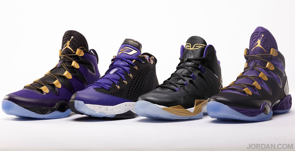 black and purple team jordans